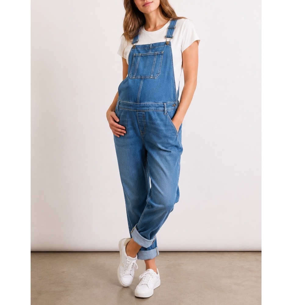 HATCH The Denim Maternity Overall Womens Small Blue Stretch Bib Jeans Casual